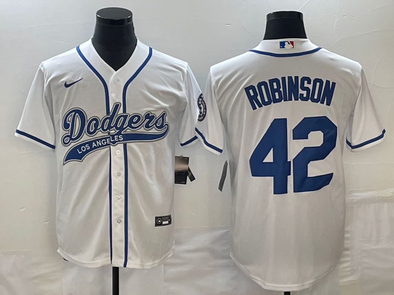 Men's Los Angeles Dodgers Jackie Robinson #42 White Jersey Joint Edition